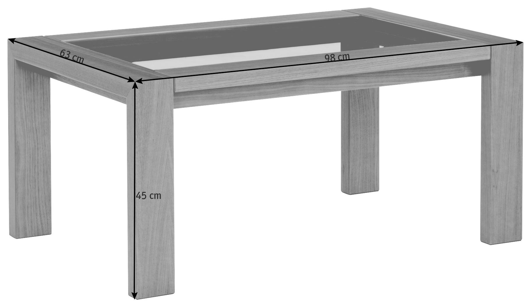 COUCHTISCH in Holz, Glas 98/63/45 cm  - Nussbaumfarben, KONVENTIONELL, Glas/Holz (98/63/45cm) - Invivus