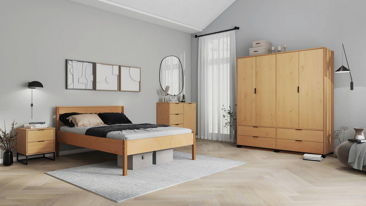 BETT 140/200 cm  in Eichefarben   - Eichefarben/Naturfarben, Modern, Holz (140/200cm) - MID.YOU