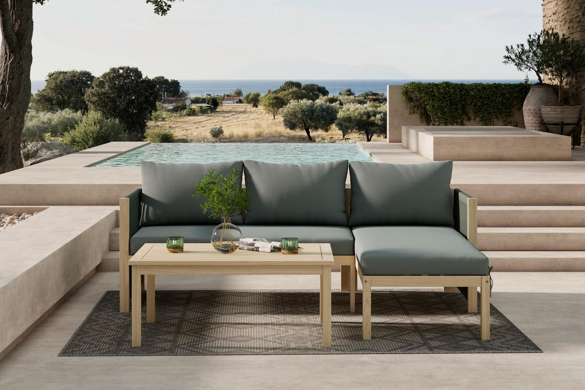 LOUNGEGARNITUR 3-teilig  198/132 cm   - Akaziefarben, Modern, Holz/Kunststoff (198/132cm) - Ambia Garden