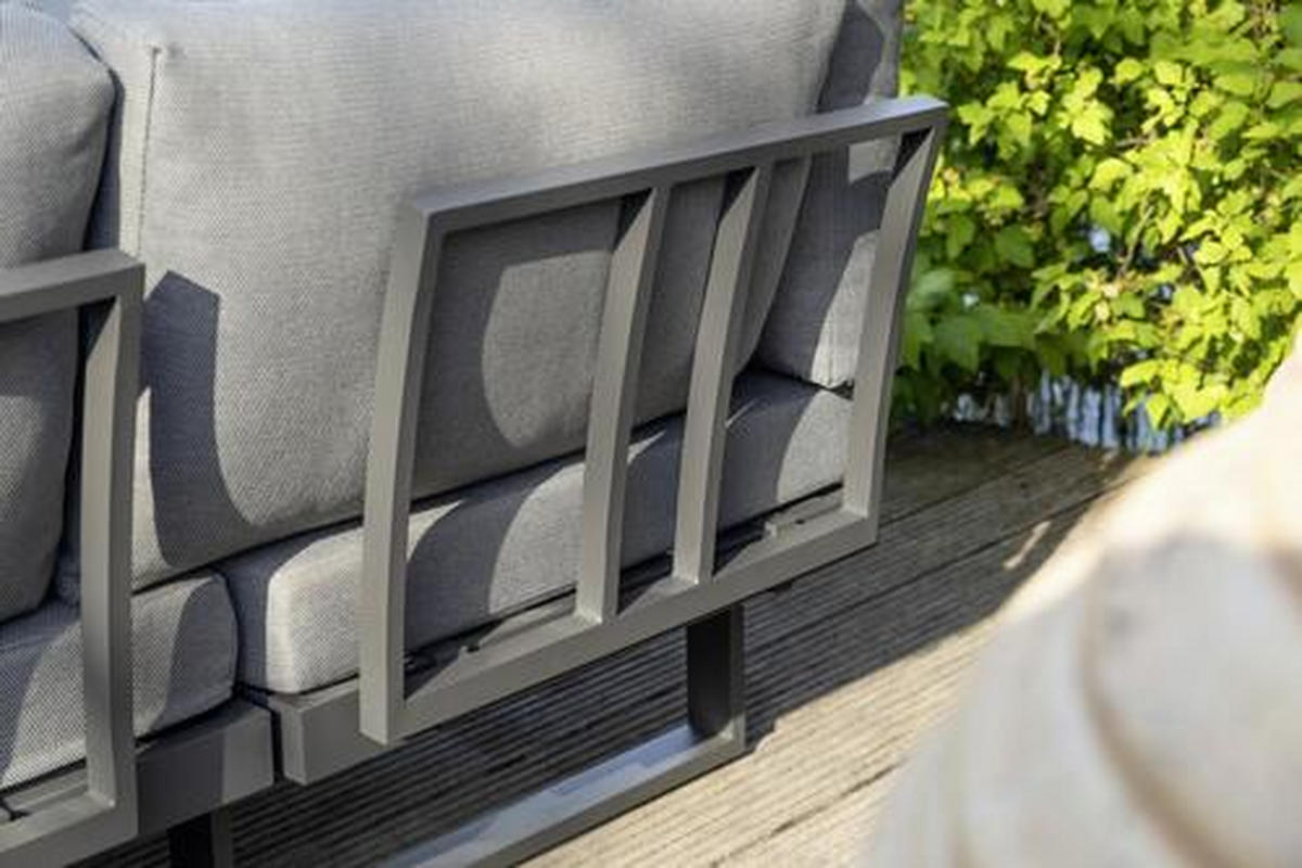 LOUNGEGARNITUR   253/70/175 cm Teakholz Aluminium  - Anthrazit/Grau, Basics, Holz/Textil (253/70/175cm) - Gardenson