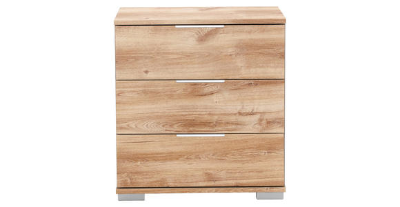 NACHTKÄSTCHEN in Eichefarben  - Eichefarben/Alufarben, Design, Holzwerkstoff/Kunststoff (52/58/38cm) - Carryhome