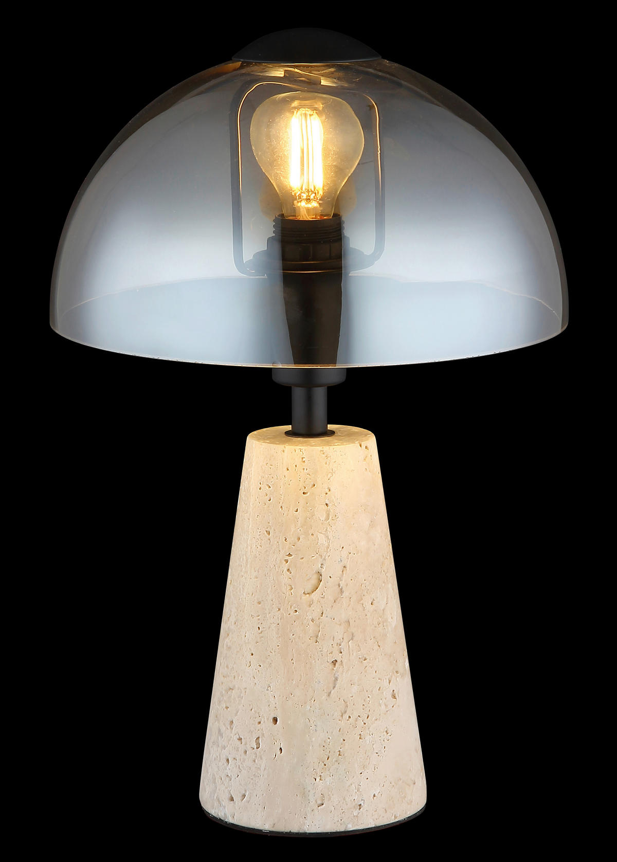 TISCHLEUCHTE 20/31 cm   - Bernsteinfarben/Schwarz, Basics, Glas/Metall (20/31cm) - Globo