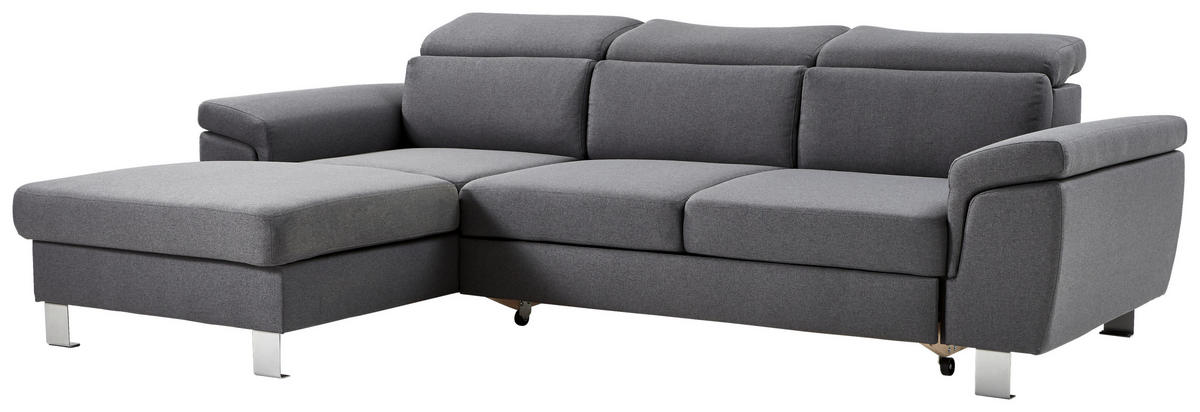 ECKSOFA in Webstoff Grau  - Silberfarben/Grau, Design, Textil/Metall (167/250cm) - Xora
