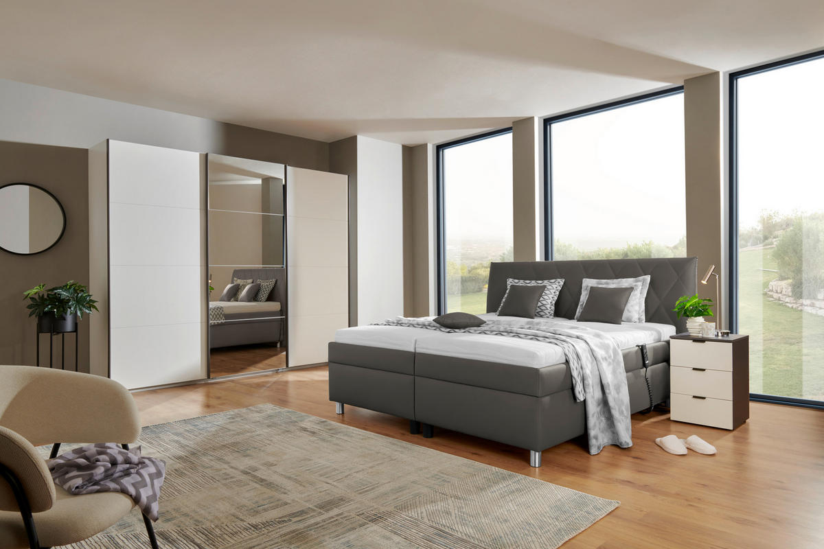 POLSTERBETT 160/200 cm  in Graubraun  - Weiss/Graubraun, Konventionell, Holz/Textil (160/200cm) - Esposa