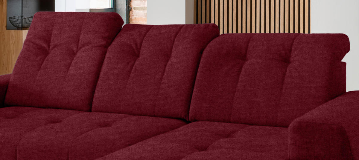 WOHNLANDSCHAFT in Mikrofaser Bordeaux  - Bordeaux/Schwarz, Modern, Textil/Metall (200/337/180cm) - Livetastic