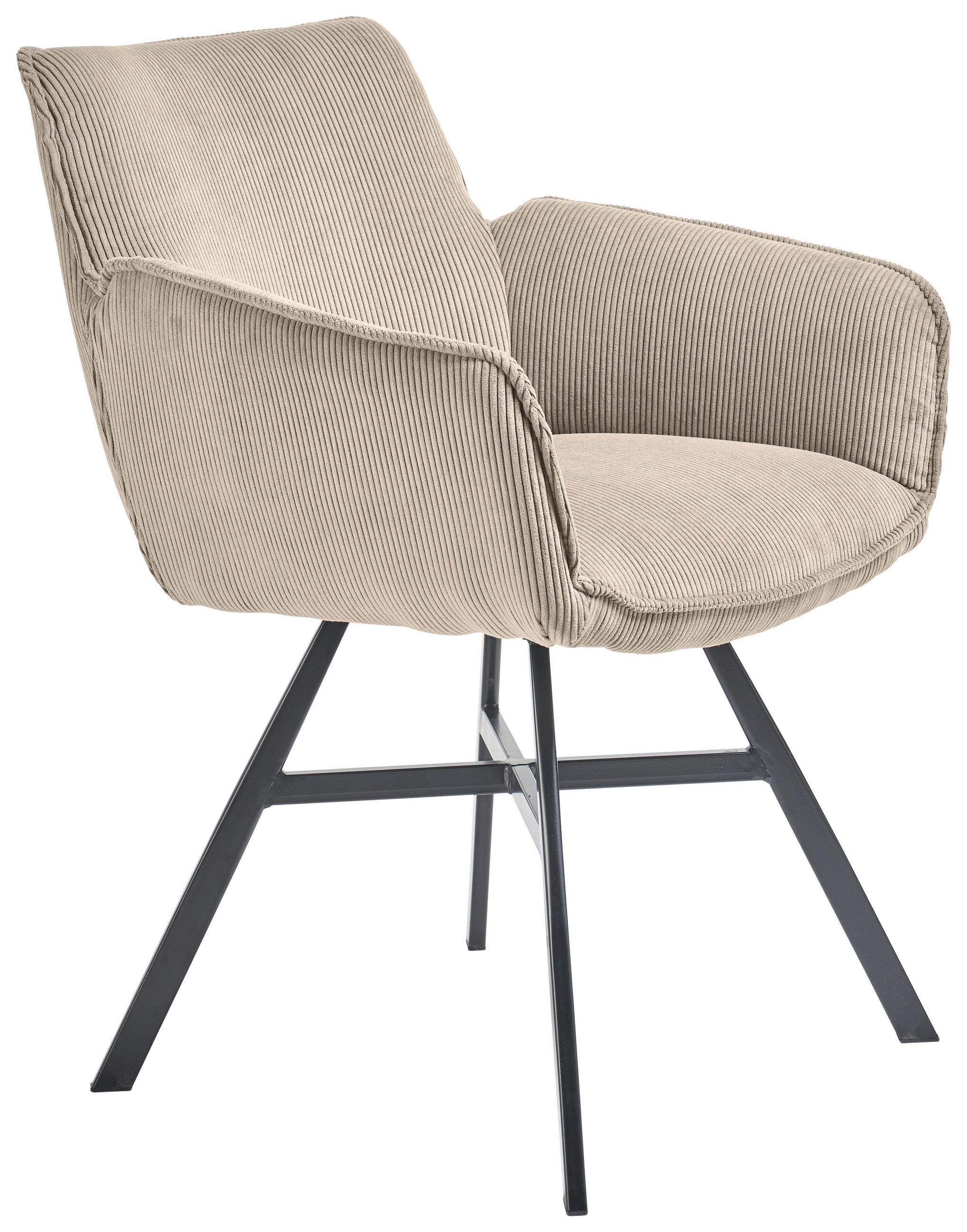 ARMLEHNSTUHL  in Cord  - Ecru/Schwarz, Design, Textil/Metall (60/84/65cm) - SetOne by Musterring