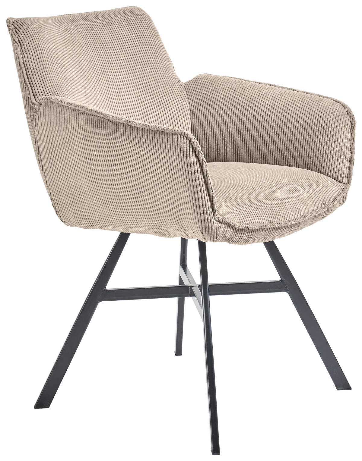 ARMLEHNSTUHL  in Cord  - Ecru/Schwarz, Design, Textil/Metall (60/84/65cm) - SetOne by Musterring