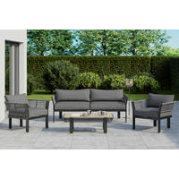 GARTENSET Webstoff Eukalyptusholz massiv Stahl  - Anthrazit/Grau, LIFESTYLE, Holz/Textil (190/74/72,5cm) - Ambia Garden