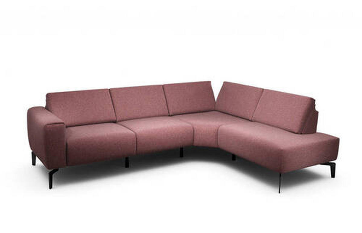 ECKSOFA in Samt Rot  256/193 cm  - Rot/Schwarz, Design, Textil/Metall (256/193cm) - SENSOO