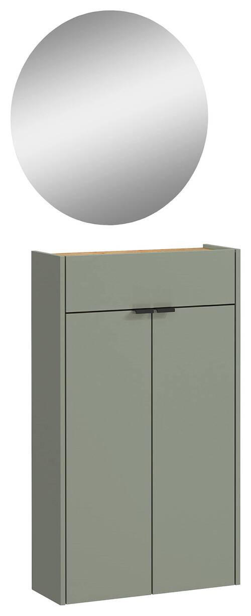 GARDEROBE 2-teilig  in 56/200/22 cm  - Eichefarben/Grün, Design, Glas/Holzwerkstoff (56/200/22cm)