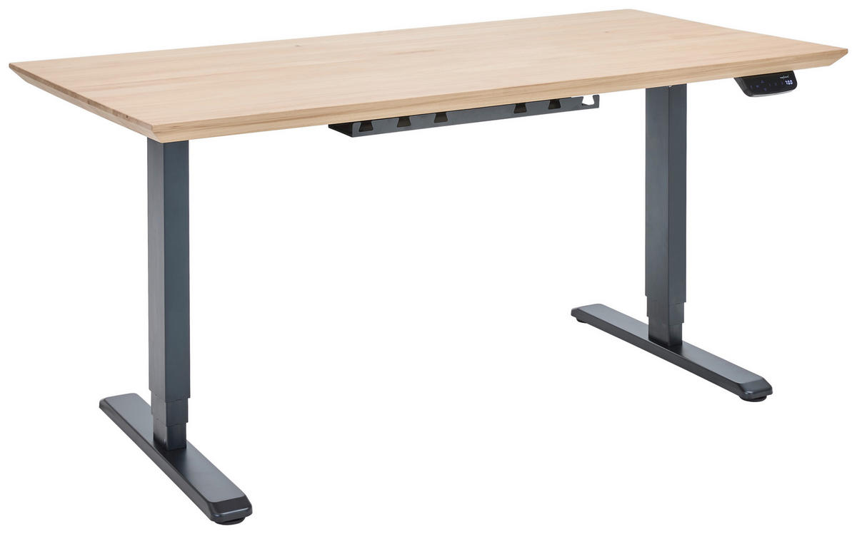 SCHREIBTISCH 160/80/76-128 cm  in Eichefarben  - Eichefarben/Schwarz, KONVENTIONELL, Holz/Metall (160/80/76-128cm) - Linea Natura