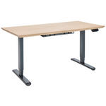 SCHREIBTISCH 160/80/76-128 cm  in Eichefarben  - Eichefarben/Schwarz, KONVENTIONELL, Holz/Metall (160/80/76-128cm) - Linea Natura