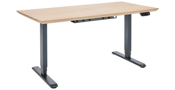 SCHREIBTISCH 160/80/76-128 cm  in Eichefarben  - Eichefarben/Schwarz, KONVENTIONELL, Holz/Metall (160/80/76-128cm) - Linea Natura