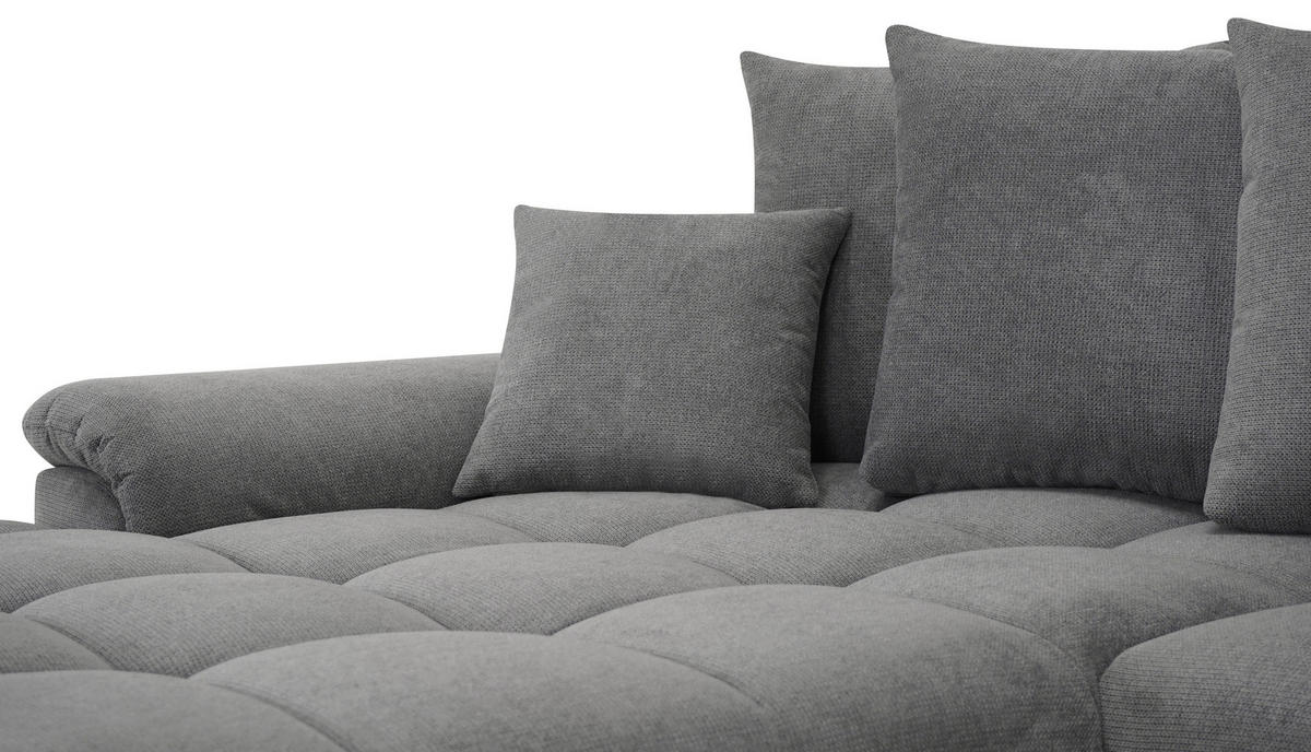 ECKSOFA Grau Flachgewebe, Mikrofaser  - Chromfarben/Grau, Design, Kunststoff/Textil (198/312cm) - Livetastic