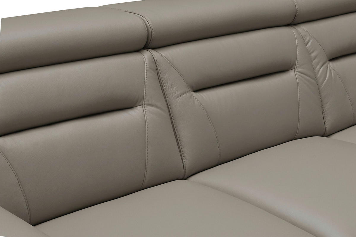 ECKSOFA Schlammfarben Echtleder Lederlook Schlaffunktion, Rücken echt, Relaxfunktion, Kopfteilverstellung  - Wengefarben/Schlammfarben, Design, Leder/Holz (260/260cm) - Celina Home