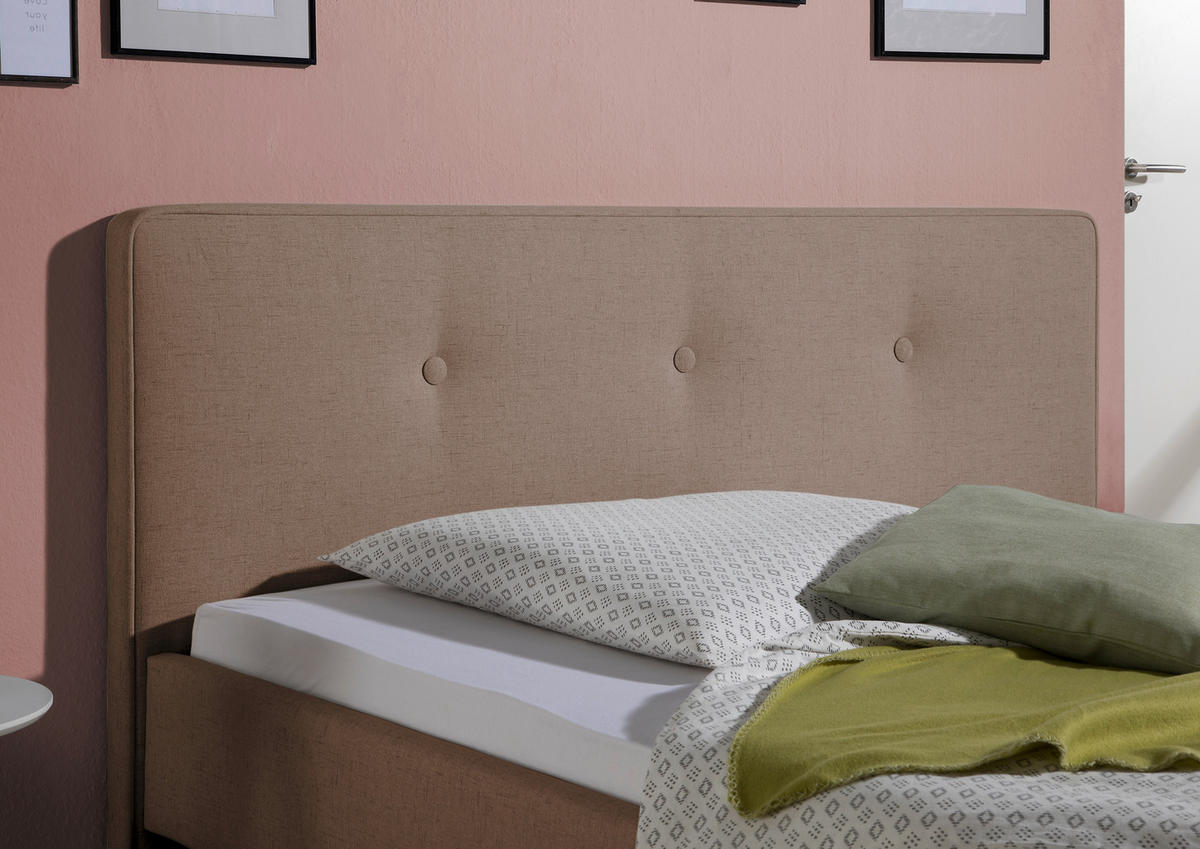 POLSTERBETT 100/200 cm,  in Hellbraun,  - Hellbraun/Naturfarben, MODERN, Holz/Textil (100/200cm) - Livetastic