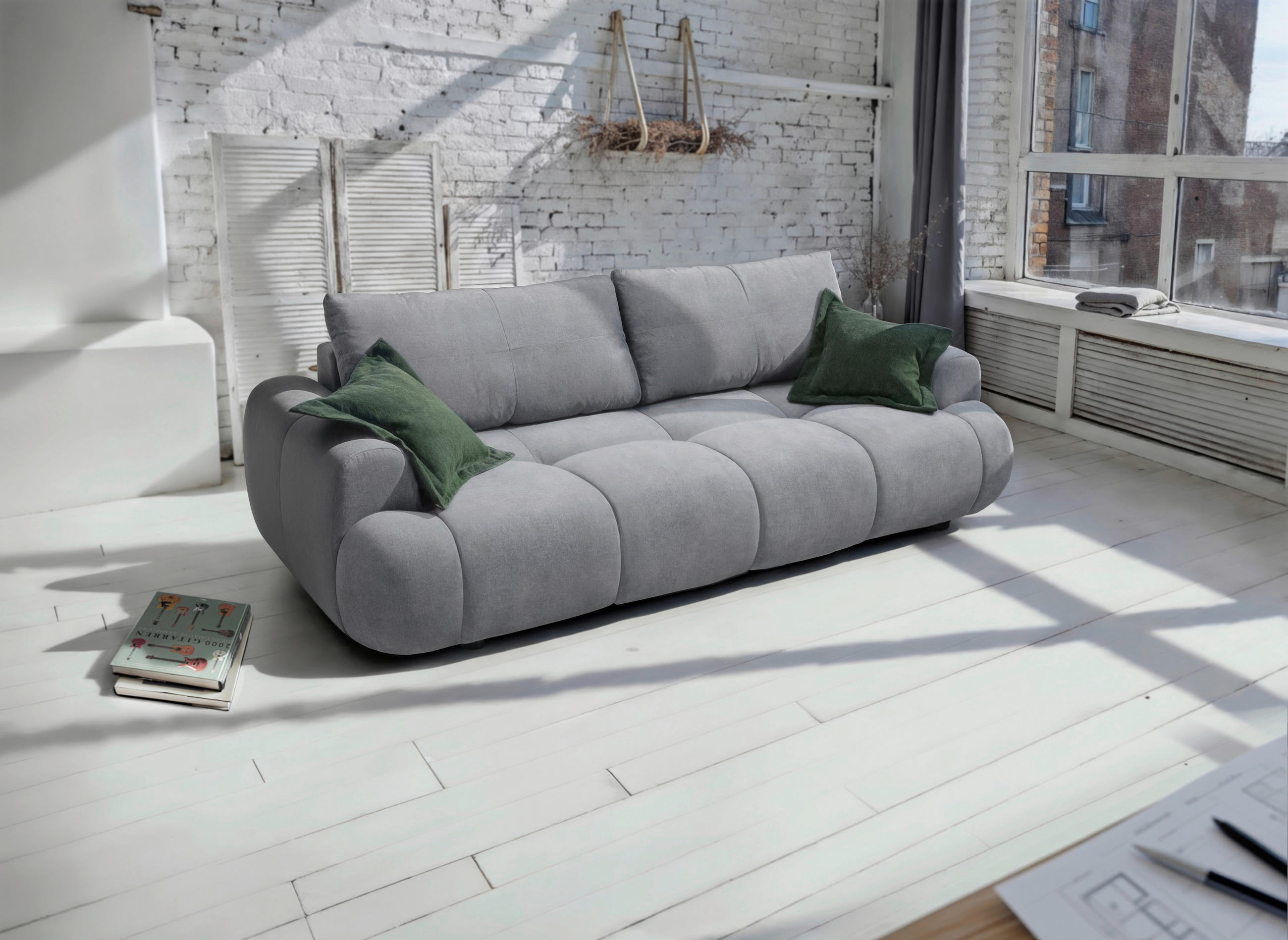 Livetastic ROZKLÁDACÍ POHOVKA, plast, textil, kompozitní dřevo, šedá
