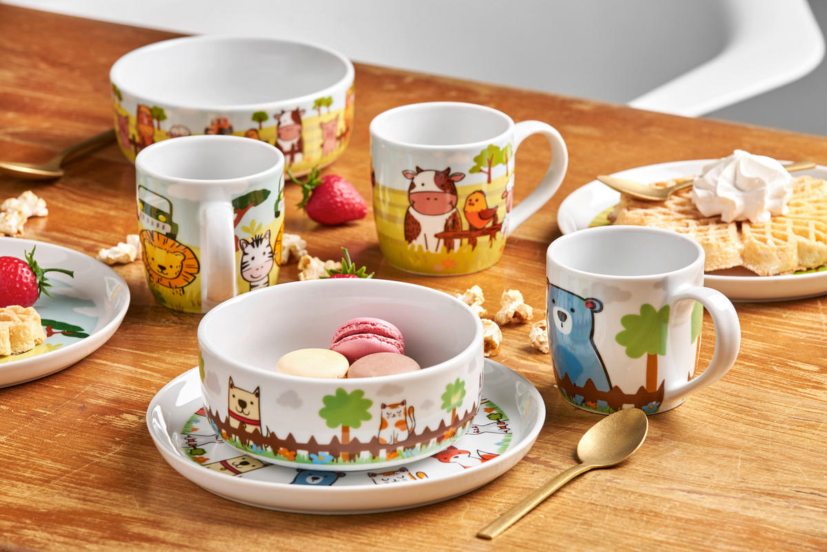 KINDERGESCHIRRSET 3-teilig  - Multicolor, KONVENTIONELL, Keramik (10/25,5/22,2cm) - Van Well