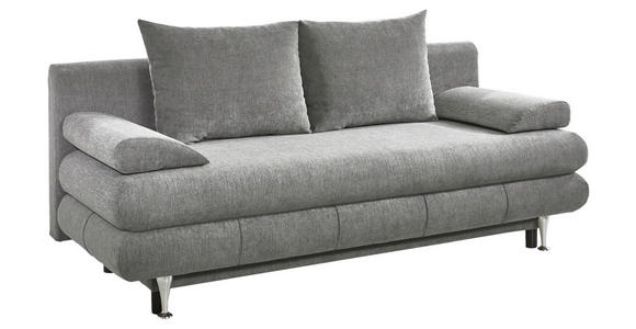 SCHLAFSOFA Webstoff Grau Zierkissen, Rückenkissen, Armlehnenkissen, Bettkasten, Schlaffunktion, Rücken echt, Stauraum, Liegefläche im Originalstoff  - Taupe/Edelstahlfarben, KONVENTIONELL, Kunststoff/Textil (190/93/92cm) - Carryhome
