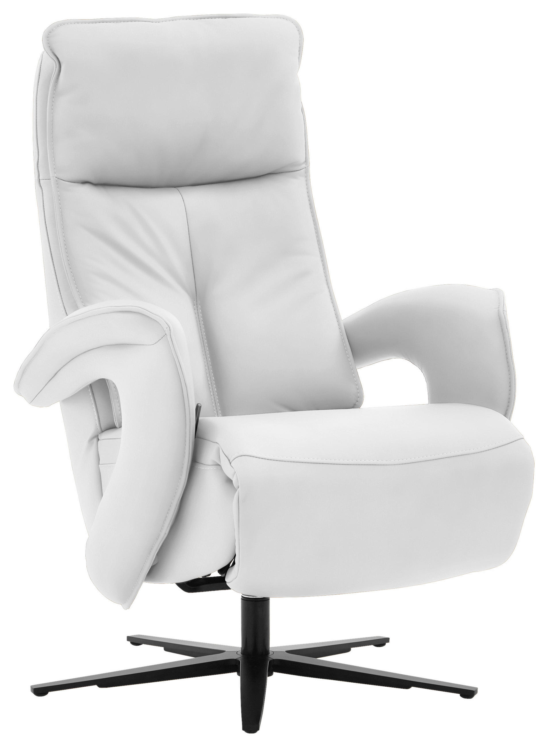 RELAXSESSEL in Leder Weiß  - Schwarz/Weiß, Design, Leder/Metall (77/110/87cm) - Valdera