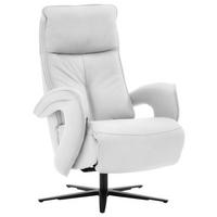 RELAXSESSEL in Leder Weiss  - Weiss/Schwarz, Design, Leder/Metall (77/110/87cm) - Valdera