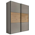 SCHWEBETÜRENSCHRANK 188/222/68 cm 2-türig Hellgrau, Eiche Artisan  - Hellgrau/Schwarz, Holzwerkstoff/Metall (188/222/68cm) - Moderano