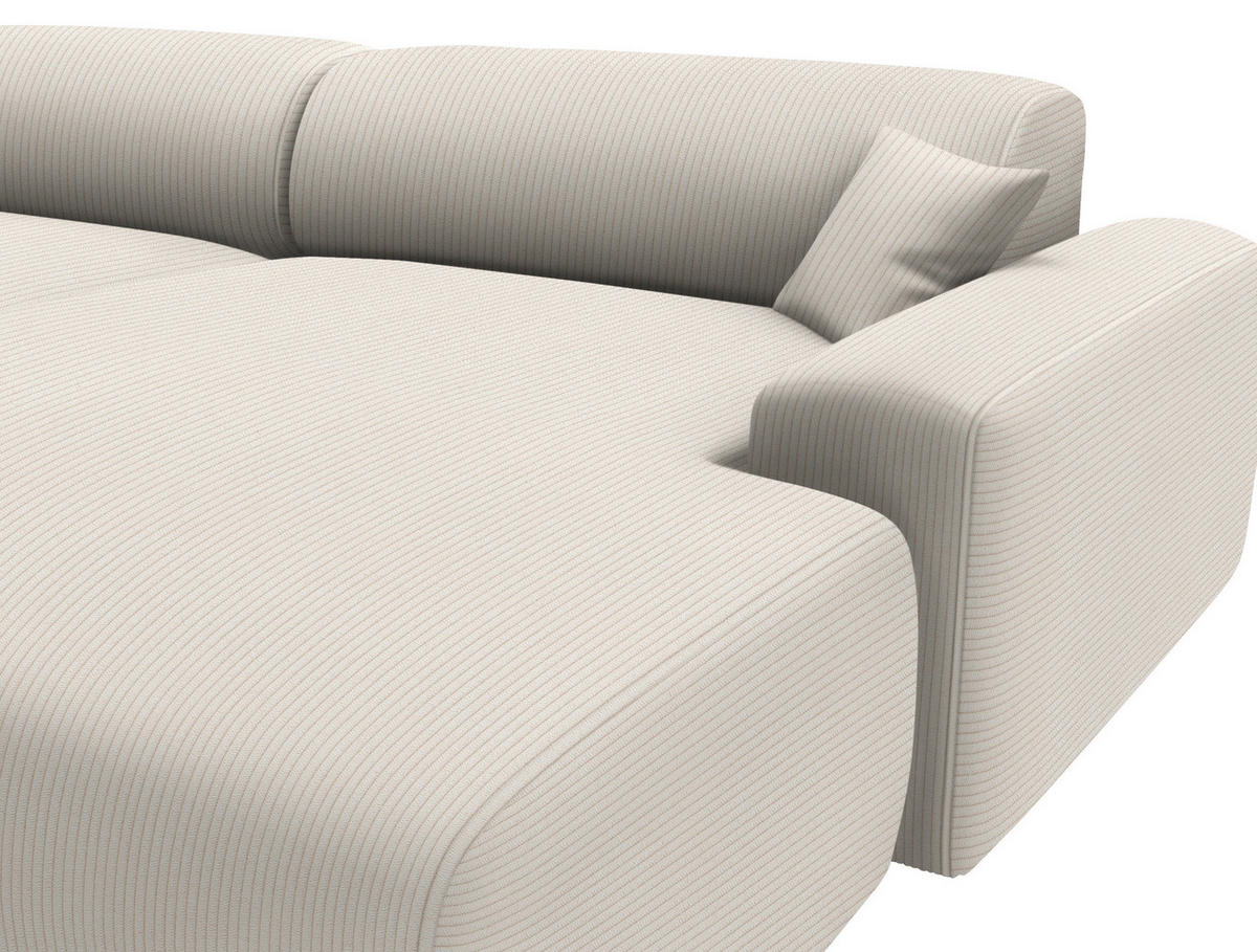 ECKSOFA in Velours, Feincord Ecru  - Ecru/Schwarz, Design, Kunststoff/Textil (292/178cm) - Livetastic