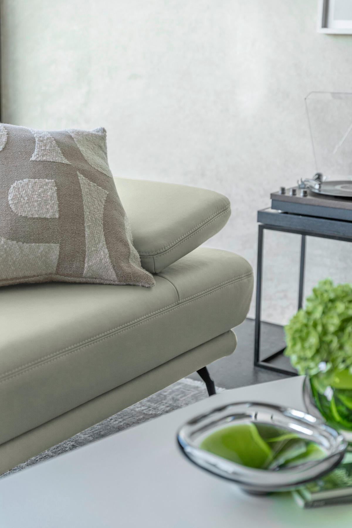 ECKSOFA Echtleder Silberfarben  - Silberfarben/Schwarz, Konventionell, Leder/Metall (301/180cm) - Joop!
