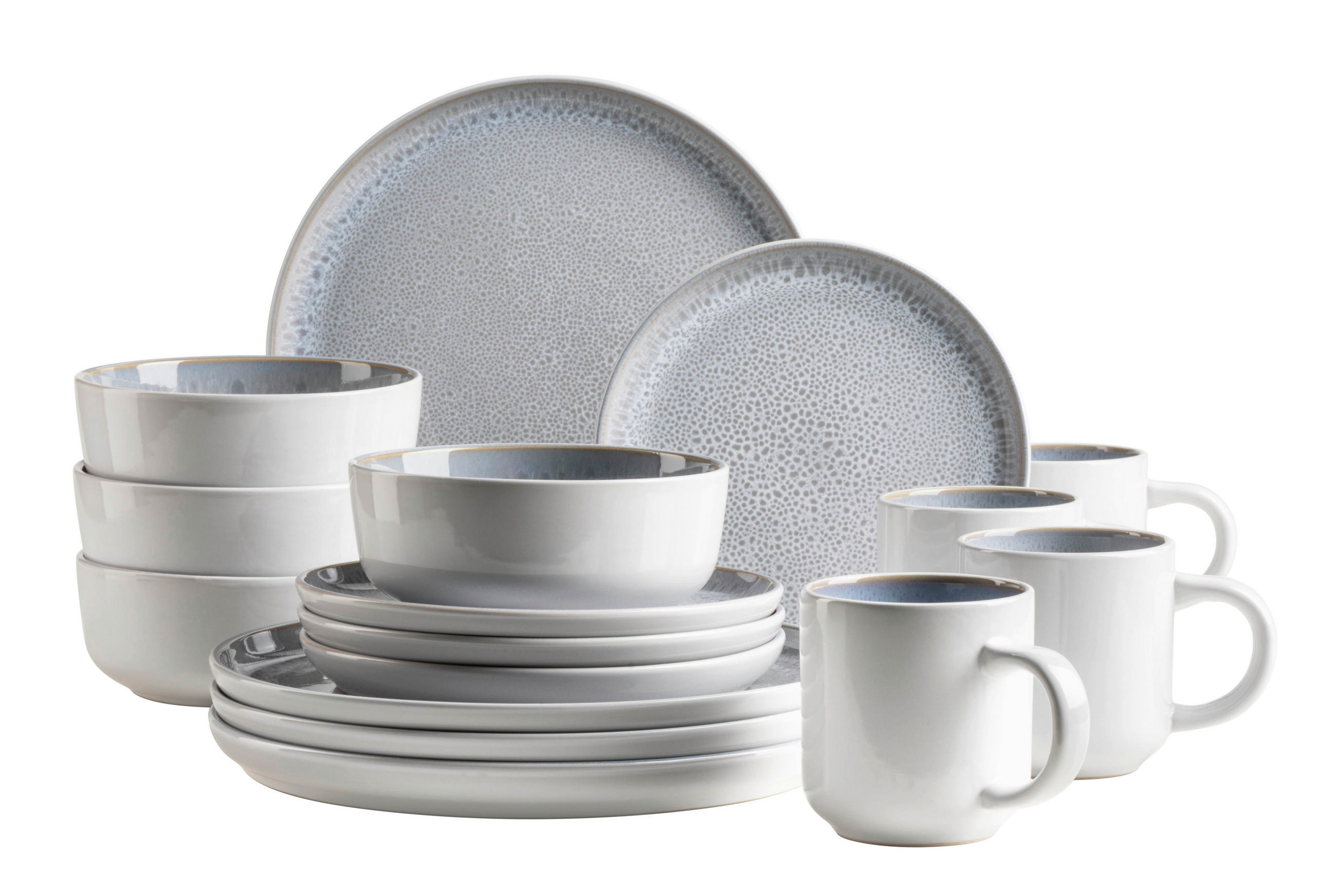 KOMBISERVICE Grau LUNARIA 16-teilig 4 Personen  - Grau, Basics, Keramik - Mäser