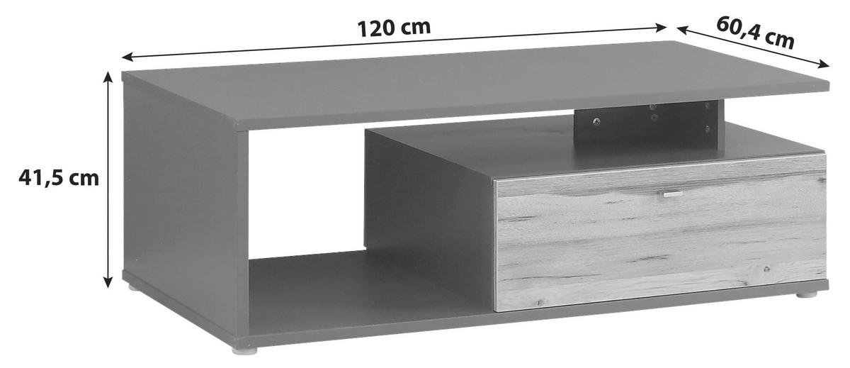 KONFERENČNÍ STOLEK, barvy dubu, tmavě šedá, kov, plast, kompozitní dřevo, 120/59/40 cm - barvy dubu/tmavě šedá, Konvenční, kov/kompozitní dřevo (120/59/40cm) - MID.YOU