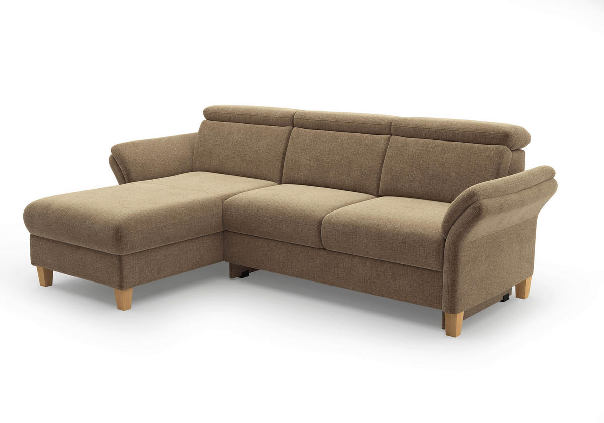 ECKSOFA GLENDALE E Hellbraun Flachgewebe  - Hellbraun/Eichefarben, KONVENTIONELL, Holz/Textil (166/253cm) - Sit & More