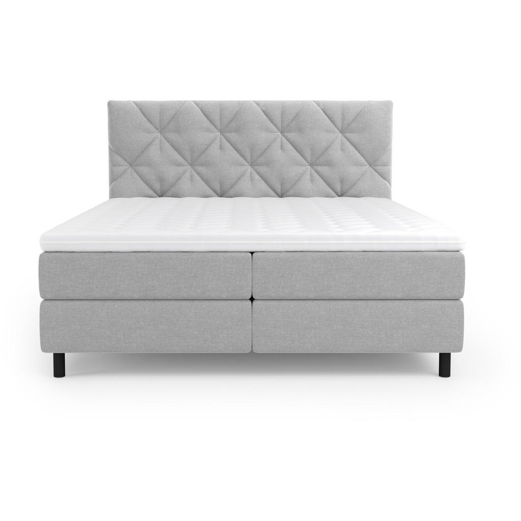 Thumbnail - Esposa Boxbett, Hellgrau, Textil, H3, Höhe ca. 20 cm, 180x200 cm, Bettkasten, Matratze, gepolstertes Kopfteil, Federkern...