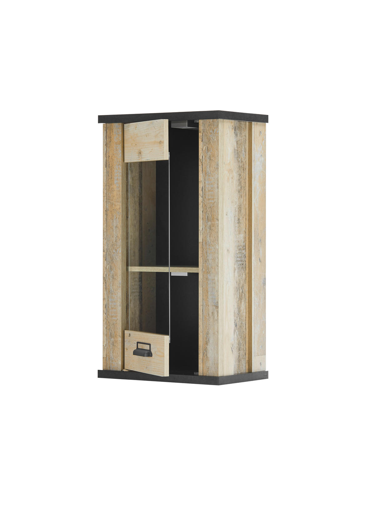 KÜCHENOBERSCHRANK 50/90/31 cm  in Anthrazit, Naturfarben  - Anthrazit/Schwarz, Trend, Glas/Holzwerkstoff (50/90/31cm) - MID.YOU