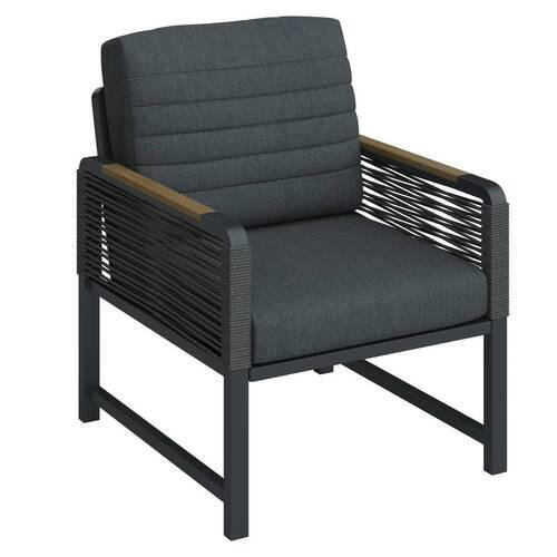 LOUNGESESSEL Dunkelgrau Aluminium  - Dunkelgrau/Braun, MODERN, Kunststoff/Textil (64/72/73cm) - Ambia Garden