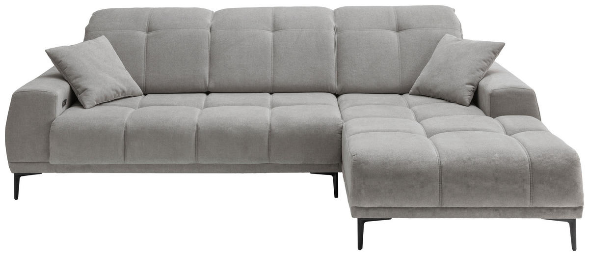 ECKSOFA Flachgewebe Grau  - Schwarz/Grau, Basics, Textil/Metall (292/187cm) - Livetastic
