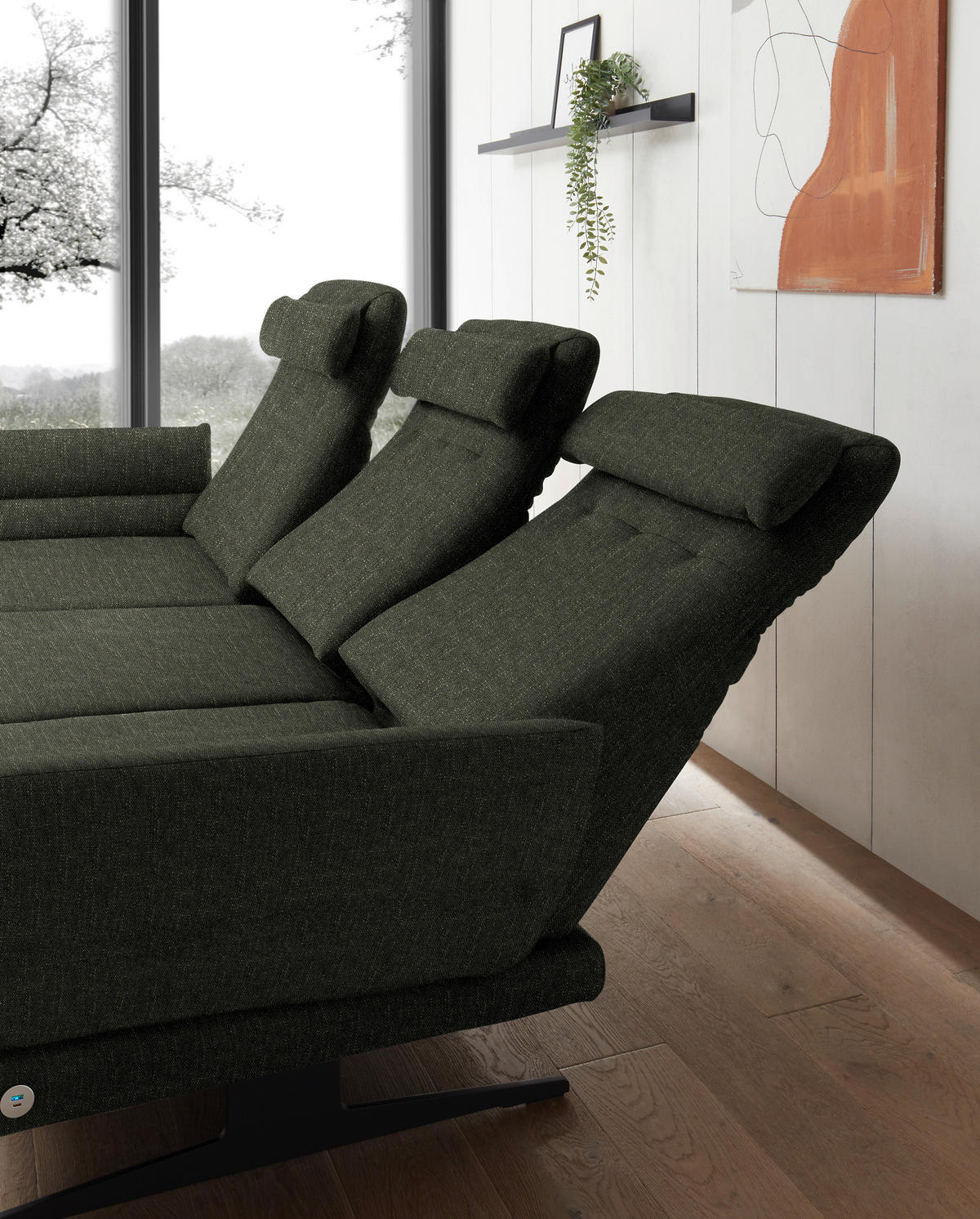 ECKSOFA  in Flachgewebe Dunkelgrün  176-217/279-327 cm  - Dunkelgrün/Schwarz, Design, Textil/Metall (176-217/279-327cm) - Dieter Knoll