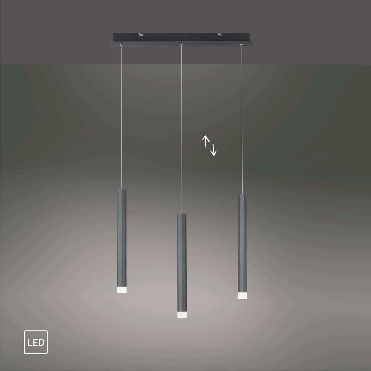 LED LUSTER    55/8/120 cm    - crna, Trendi, metal/plastika (55/8/120cm)