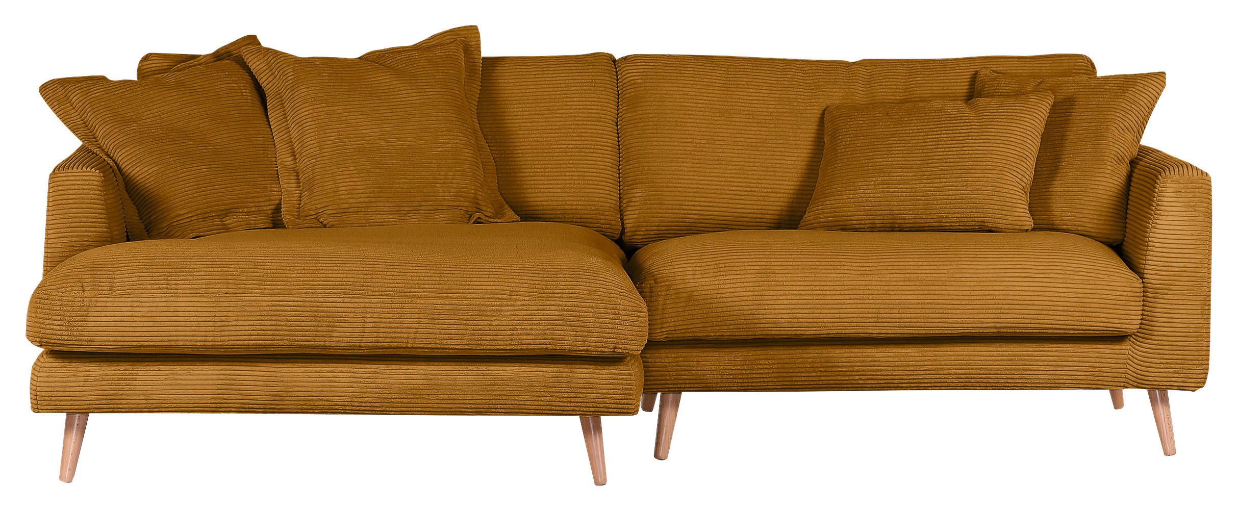 ECKSOFA in Cord Bernsteinfarben  - Bernsteinfarben/Naturfarben, Romantik / Landhaus, Holz/Textil (140/270cm) - Landscape