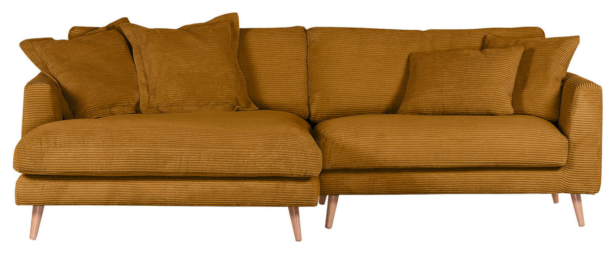 ECKSOFA in Cord Bernsteinfarben  - Bernsteinfarben/Naturfarben, Romantik / Landhaus, Holz/Textil (140/270cm) - Landscape