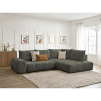 ECKSCHLAFSOFA EVEREST  mit Rücken echt, Armteil links, Armteil rechts Flachgewebe Grün  - Schwarz/Grün, MODERN, Kunststoff/Textil (320/212cm)