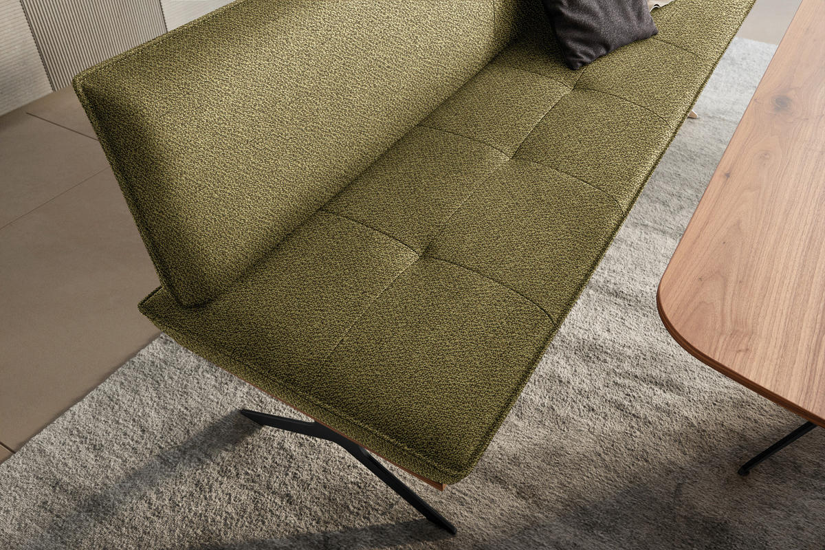 SITZBANK in Holz, Textil Grün, Schwarz, Nussbaumfarben  - Nussbaumfarben/Schwarz, Design, Holz/Textil (214/88/66cm) - Koinor