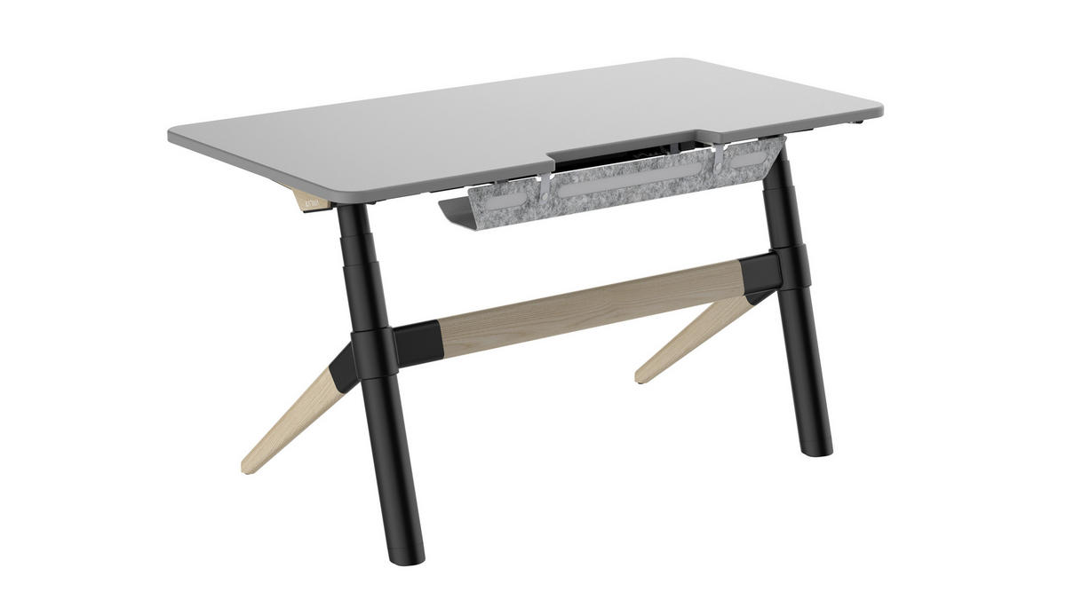 SCHREIBTISCH 135/70/65-130 cm  in Anthrazit, Grau, Eichefarben  - Eichefarben/Anthrazit, Design, Holzwerkstoff/Metall (135/70/65-130cm) - Voleo