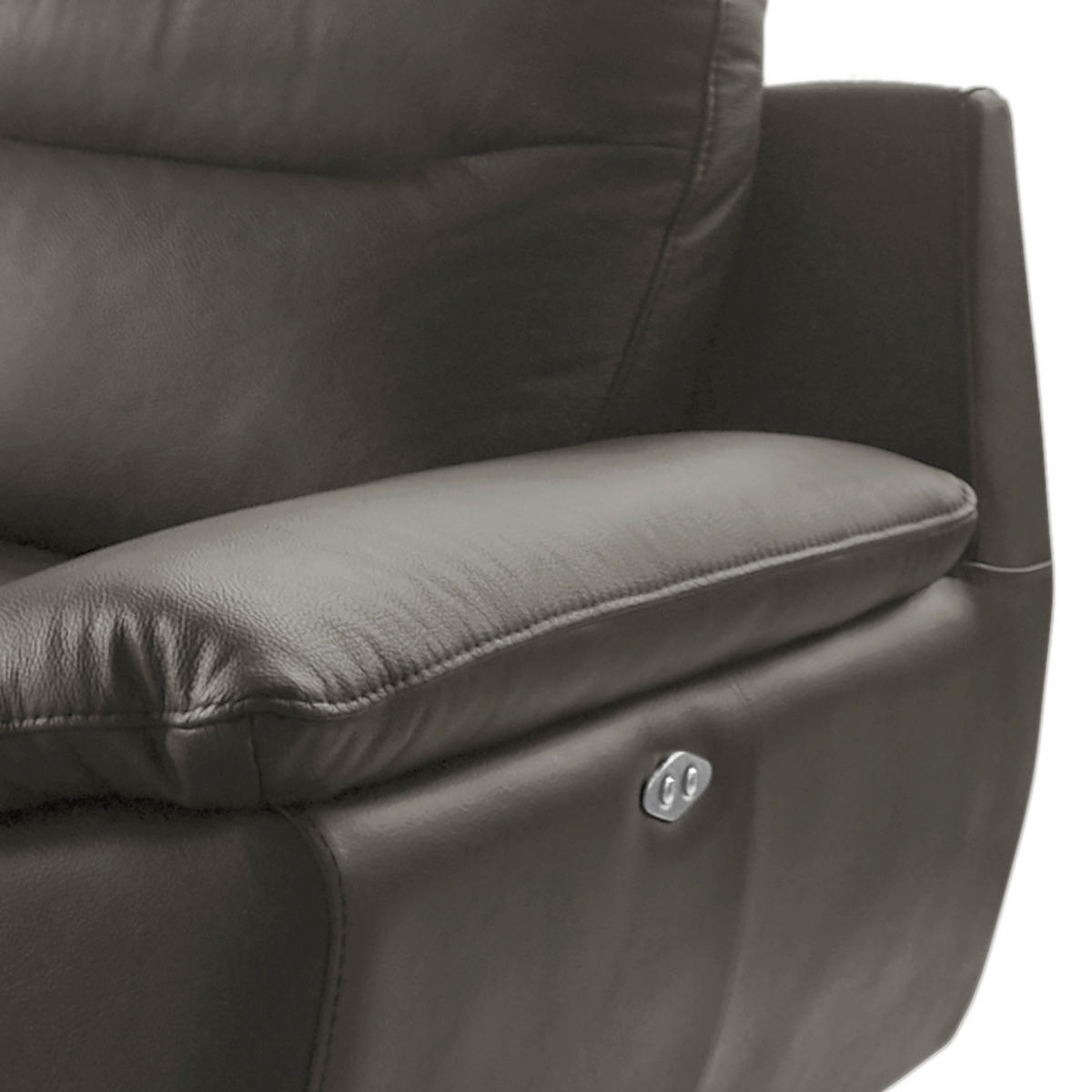 2-SITZER-SOFA 178/95/96 cm PERLE in Echtleder Anthrazit   - Chromfarben/Anthrazit, Design, Leder/Metall (178/95/96cm) - Livetastic