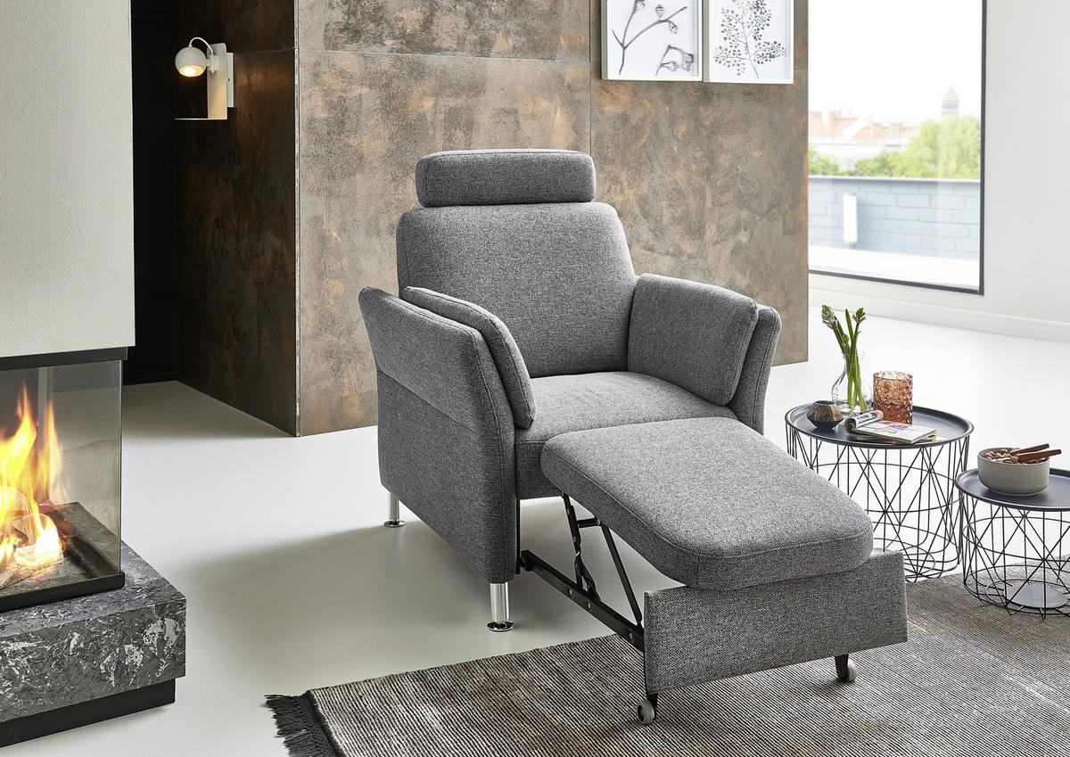 SESSEL in Flachgewebe Grau  - Chromfarben/Grau, Konventionell, Textil/Metall (86/87/93cm) - Beldomo System