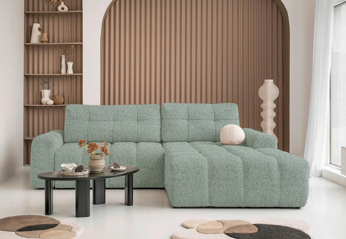 ECKSOFA  in Türkis  268/184 cm  - Türkis/Schwarz, Design, Kunststoff/Textil (268/184cm) - MID.YOU