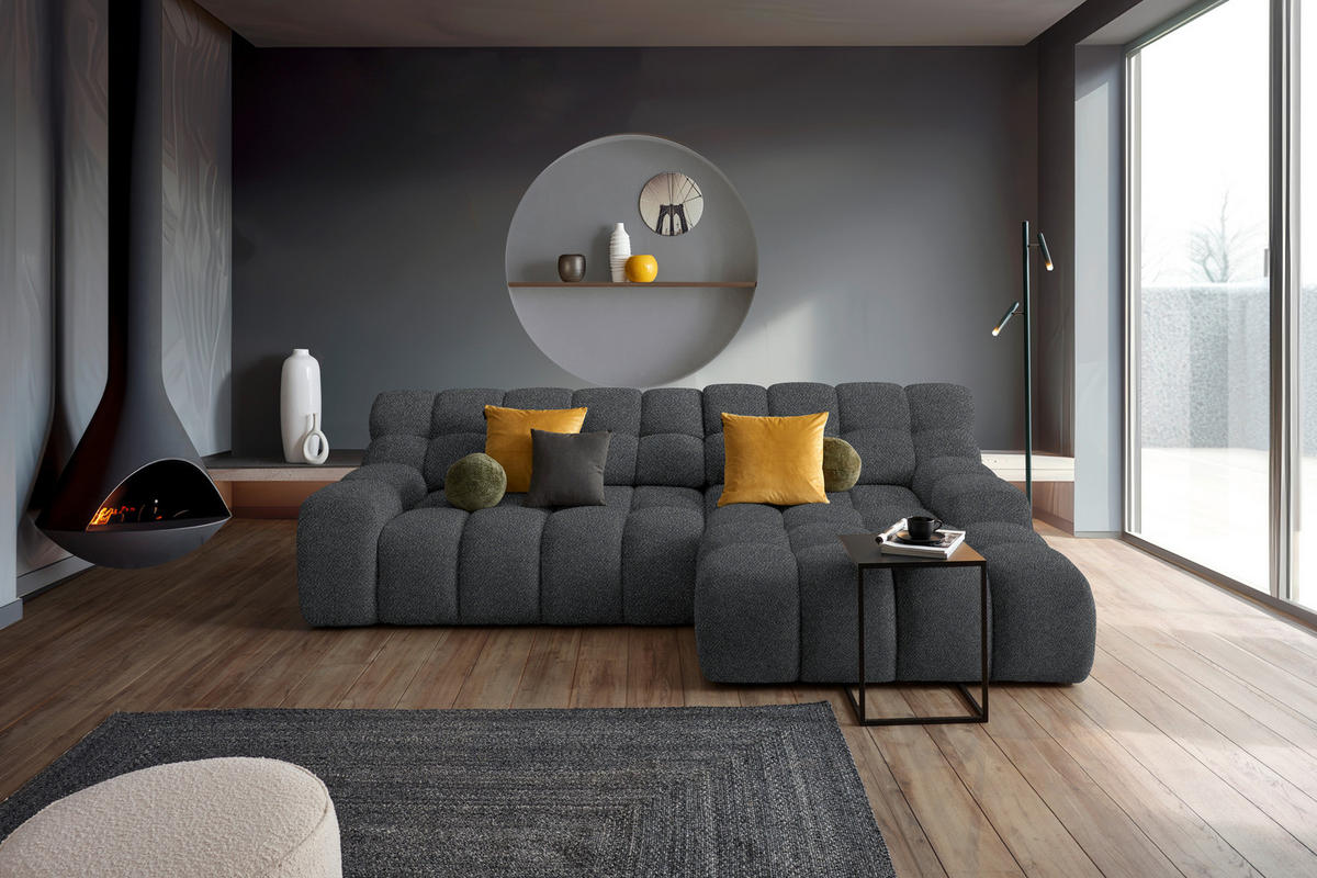 Ecksofa inkl. Funktion Anthrazit Webstoff  - Anthrazit/Schwarz, MODERN, Kunststoff/Textil (297/180cm) - Welnova