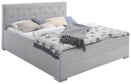 POLSTERBETT 180/200 cm  in Hellgrau  - Chromfarben/Hellgrau, KONVENTIONELL, Textil/Metall (180/200cm) - Livetastic