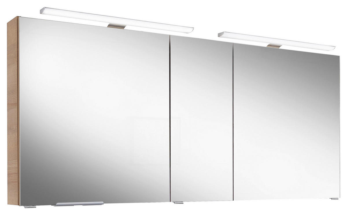 SPIEGELSCHRANK 150/70,3/17 cm  - Eichefarben, LIFESTYLE, Glas/Holzwerkstoff (150/70,3/17cm) - Sadena