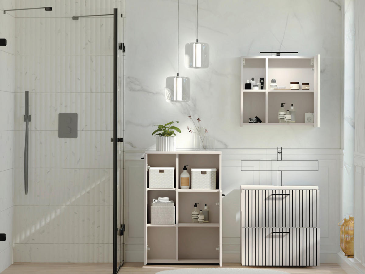Baie 3 piese, 135 cm - cașmir/negru, Trend, sticlă/metal (135cm) - Respekta