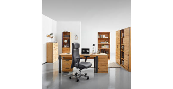 SCHREIBTISCH 140/70/75 cm  in Eichefarben, Graphitfarben  - Eichefarben/Anthrazit, Natur, Holz/Metall (140/70/75cm) - Linea Natura